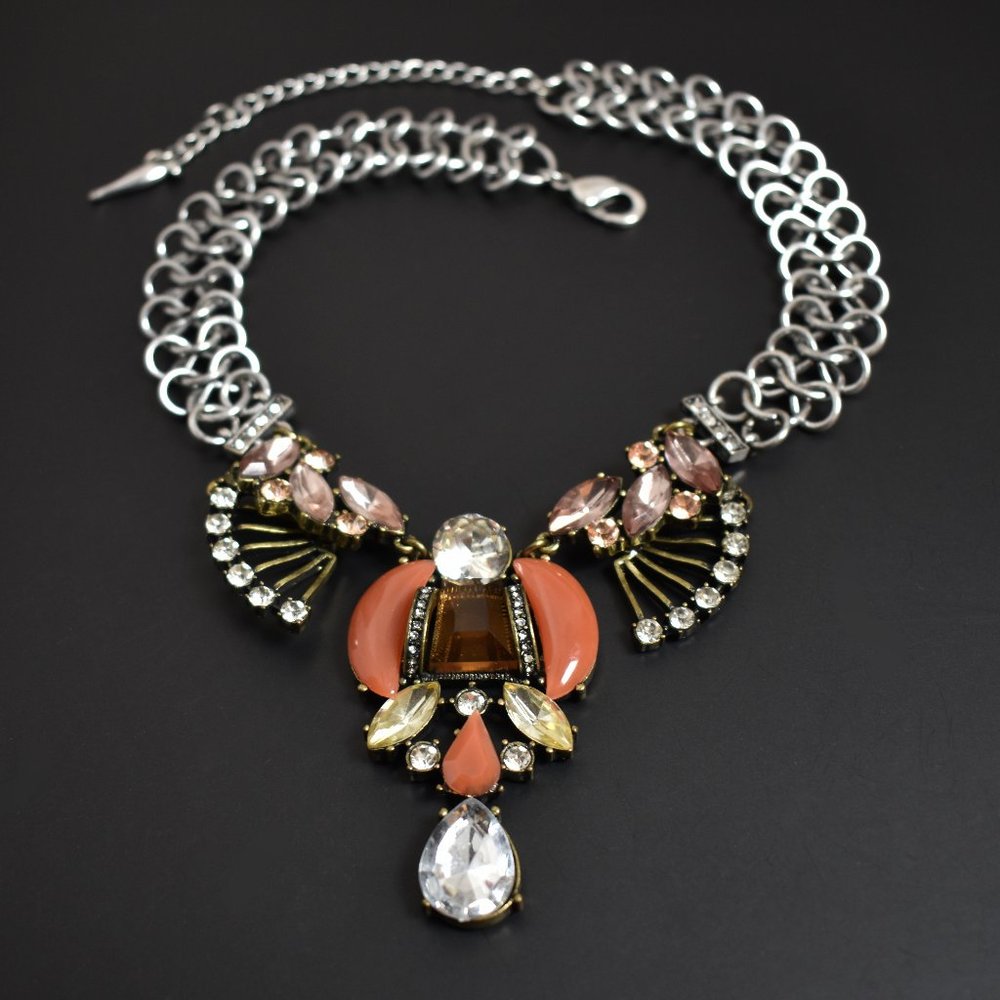 Large crystal choker, massive art deco rhinestone bib necklace